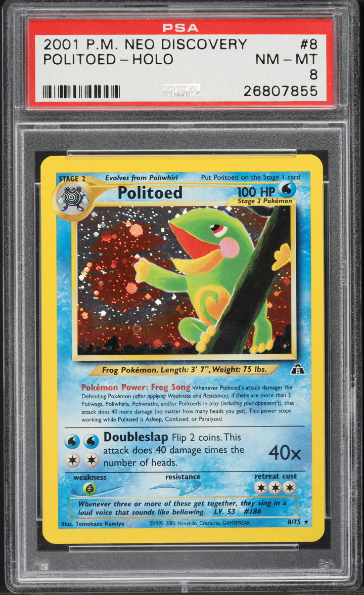2001 Pokemon Neo Discovery Holo Politoed #8 PSA 8 NM-MT