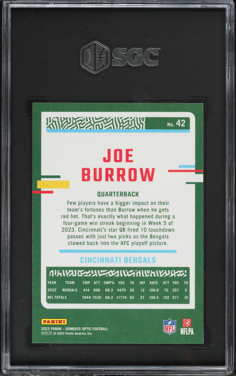 2023 Donruss Optic Joe Burrow #42 SGC 10 GEM MINT