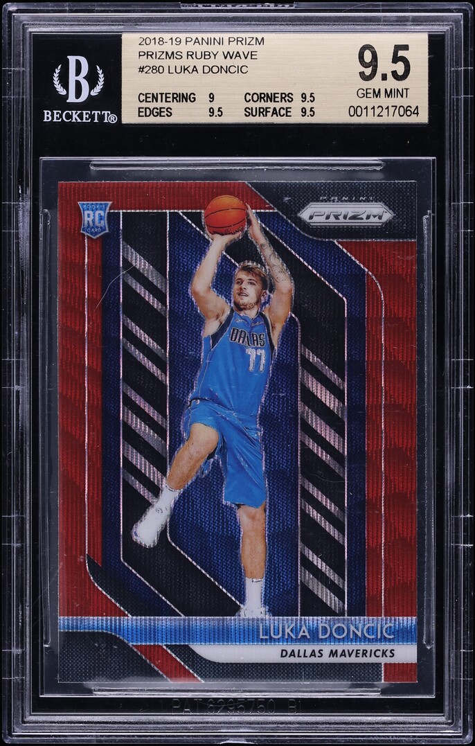 2018 Panini Prizm Ruby Wave Luka Doncic ROOKIE #280 BGS 9.5 GEM MINT