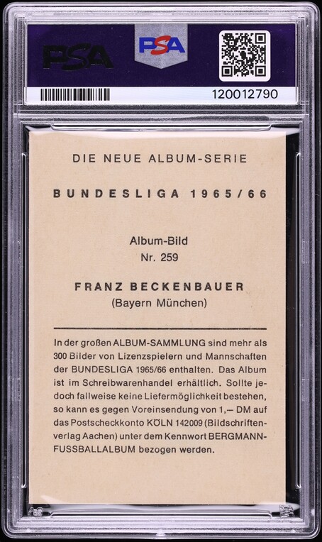 1965 Bergmann Fussball Bundesliga Franz Beckenbauer ROOKIE #259 PSA 5(mc) EX