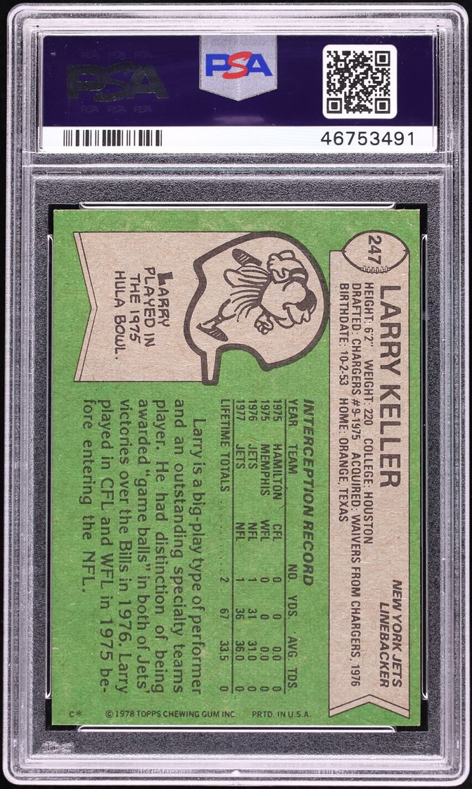1978 Topps Football Larry Keller #247 PSA 10 GEM MINT