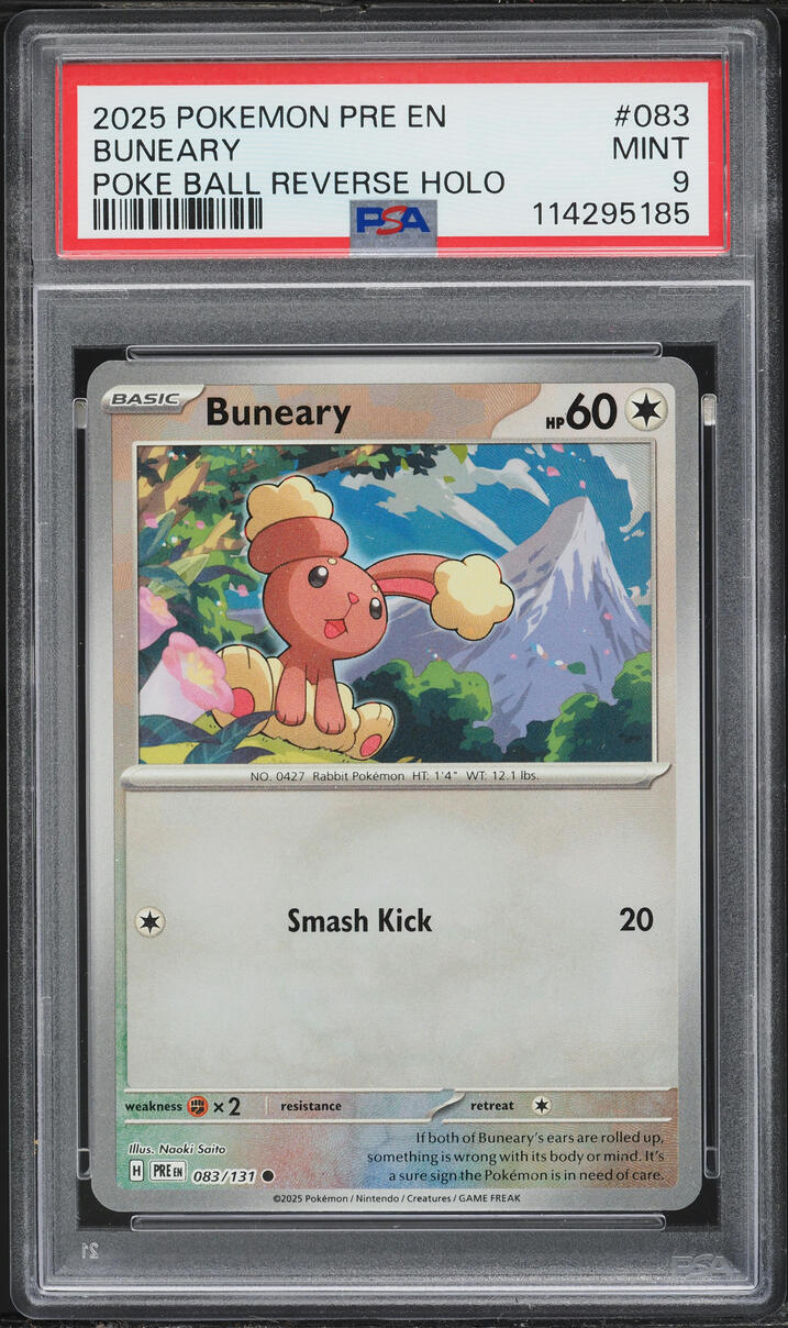 2025 Pokemon Scarlet & Violet Prismatic Evolutions Poke Ball Holo Buneary #83 PSA 9 MINT