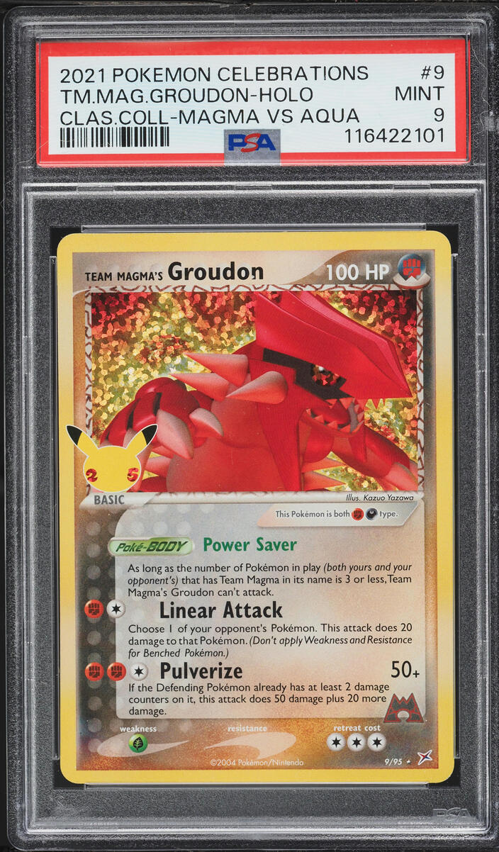 2021 Pokemon Sword & Shield Celebrations Classic Holo Team Magma's Groudon #9 PSA 9 MINT