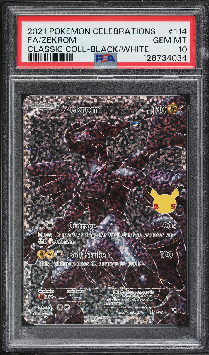 2021 Pokemon SWSH Celebrations Classic Collection Full Art Zekrom #114 PSA 10 GEM MINT