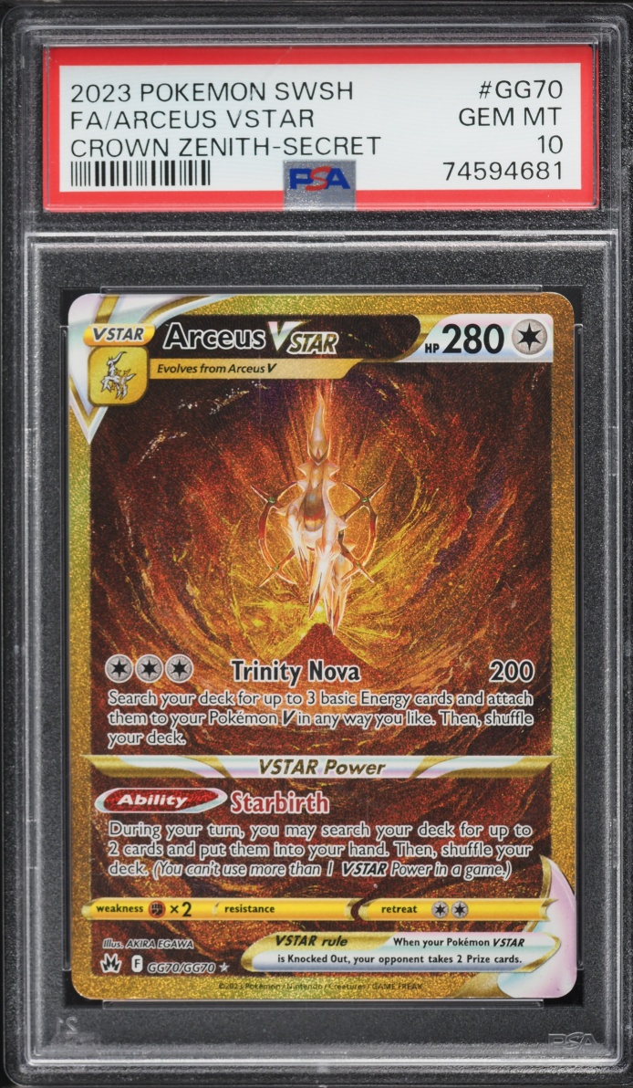 2023 Pokemon Sword & Shield Crown Zenith Gold Rare Arceus VSTAR #GG70 PSA 10 GEM MINT