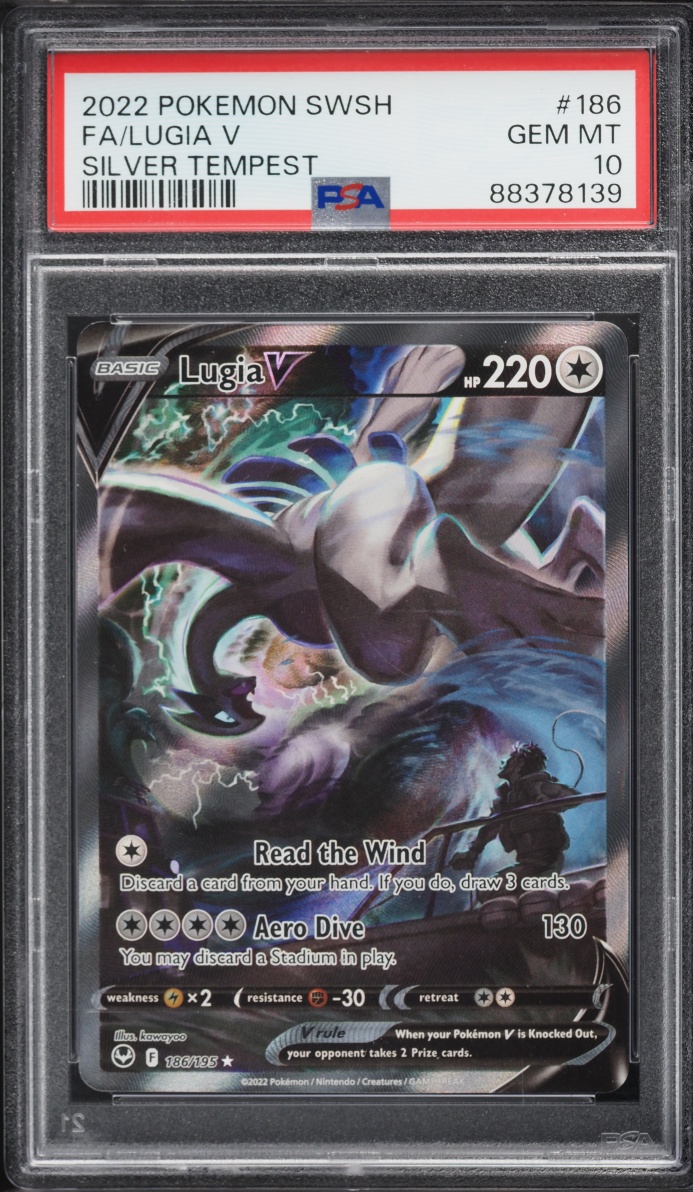 2022 Pokemon Sword & Shield Silver Tempest Full Art Lugia V #186 PSA 10 GEM MINT