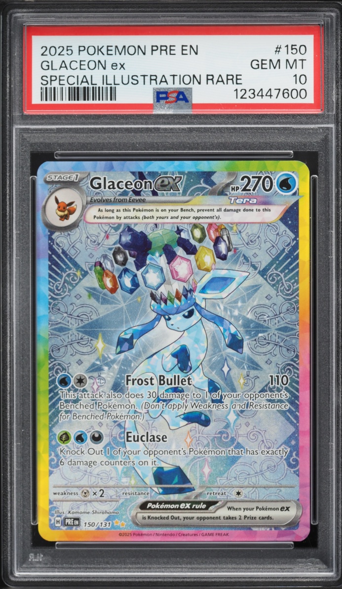 2025 Pokemon Scarlet & Violet Prismatic Evolutions SIR Glaceon ex #150 PSA 10 GEM MINT