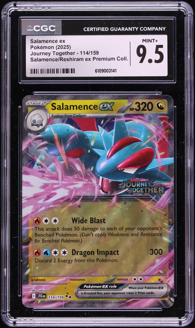 2025 Pokemon Scarlet & Violet Journey Together Holo Salamence Ex #114 CGC 9.5 MINT+