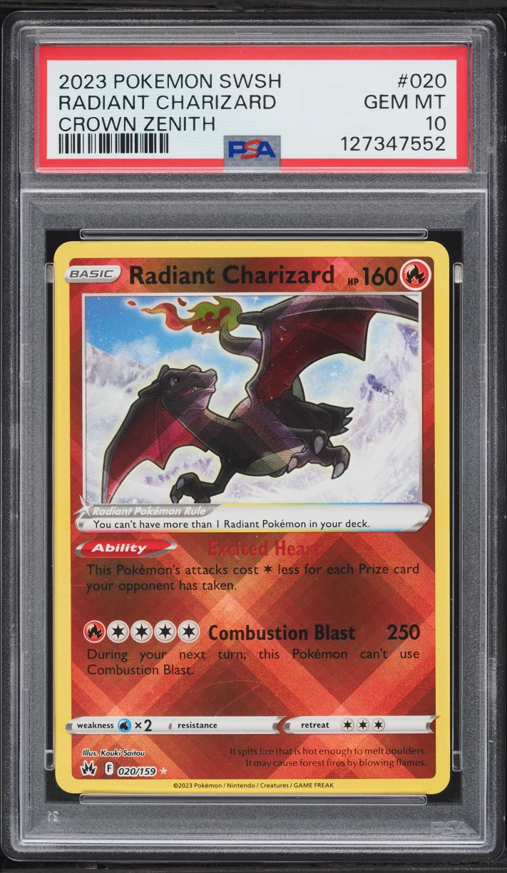 2023 Pokemon Sword & Shield Crown Zenith Holo Radiant Charizard #20 PSA 10 GEM MINT