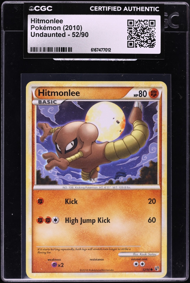 2010 Pokemon HeartGold & SoulSilver Undaunted Hitmonlee #52 CGC AUTH