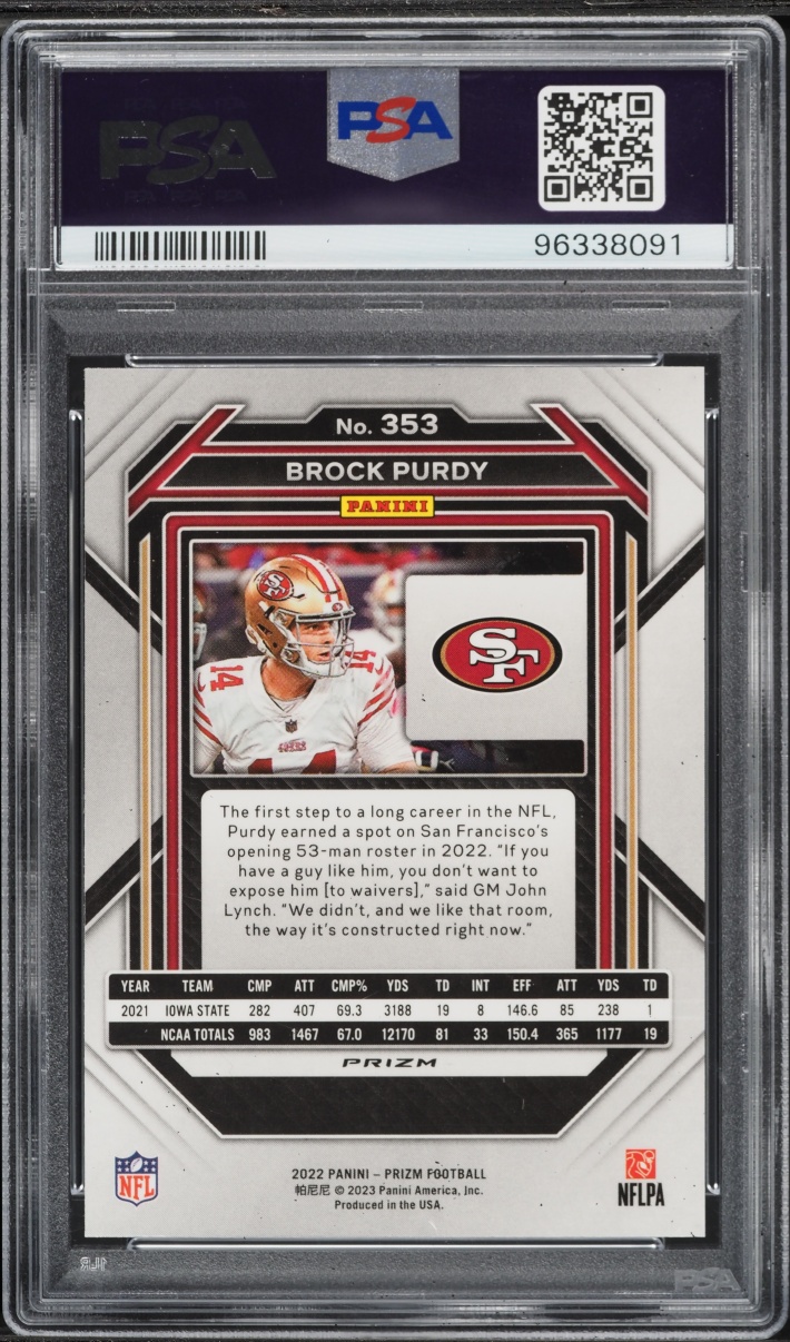 2022 Panini Prizm Green Brock Purdy ROOKIE #353 PSA 10 GEM MINT