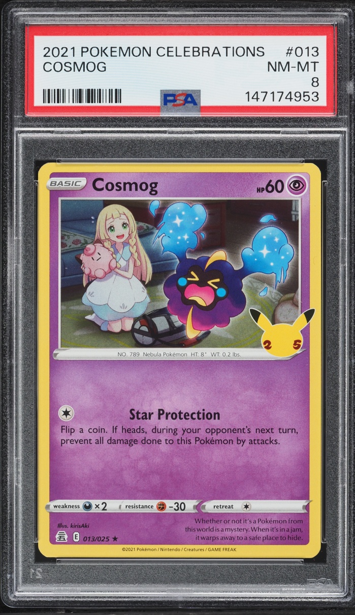 2021 Pokemon Sword & Shield Celebrations Holo Cosmog #13 PSA 8 NM-MT