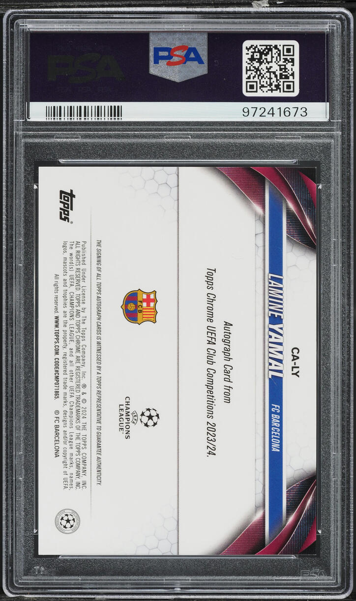 2023 Topps Chrome UEFA CC Gold Refractor Lamine Yamal ROOKIE AUTO /50 PSA 10 GEM