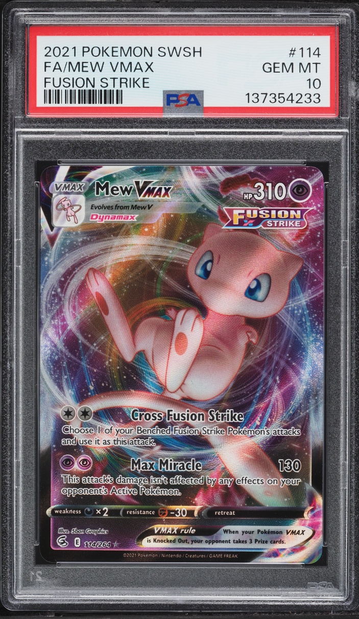 2021 Pokemon Sword & Shield Fusion Strike Full Art Mew VMAX #114 PSA 10 GEM MINT