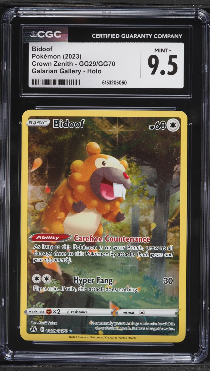 2023 Pokemon Sword & Shield Crown Zenith Alt Art Bidoof #GG29 CGC 9.5 MINT+