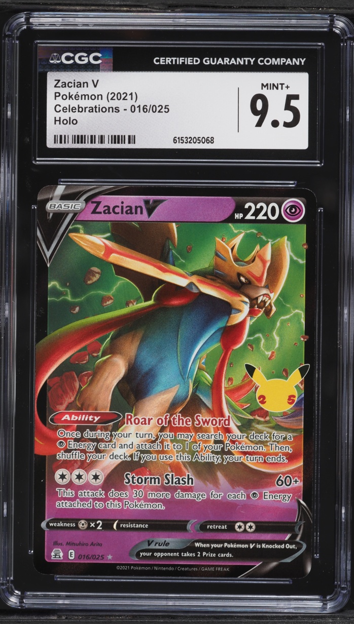 2021 Pokemon Sword & Shield Celebrations Alt Art Zacian V #16 CGC 9.5 MINT+