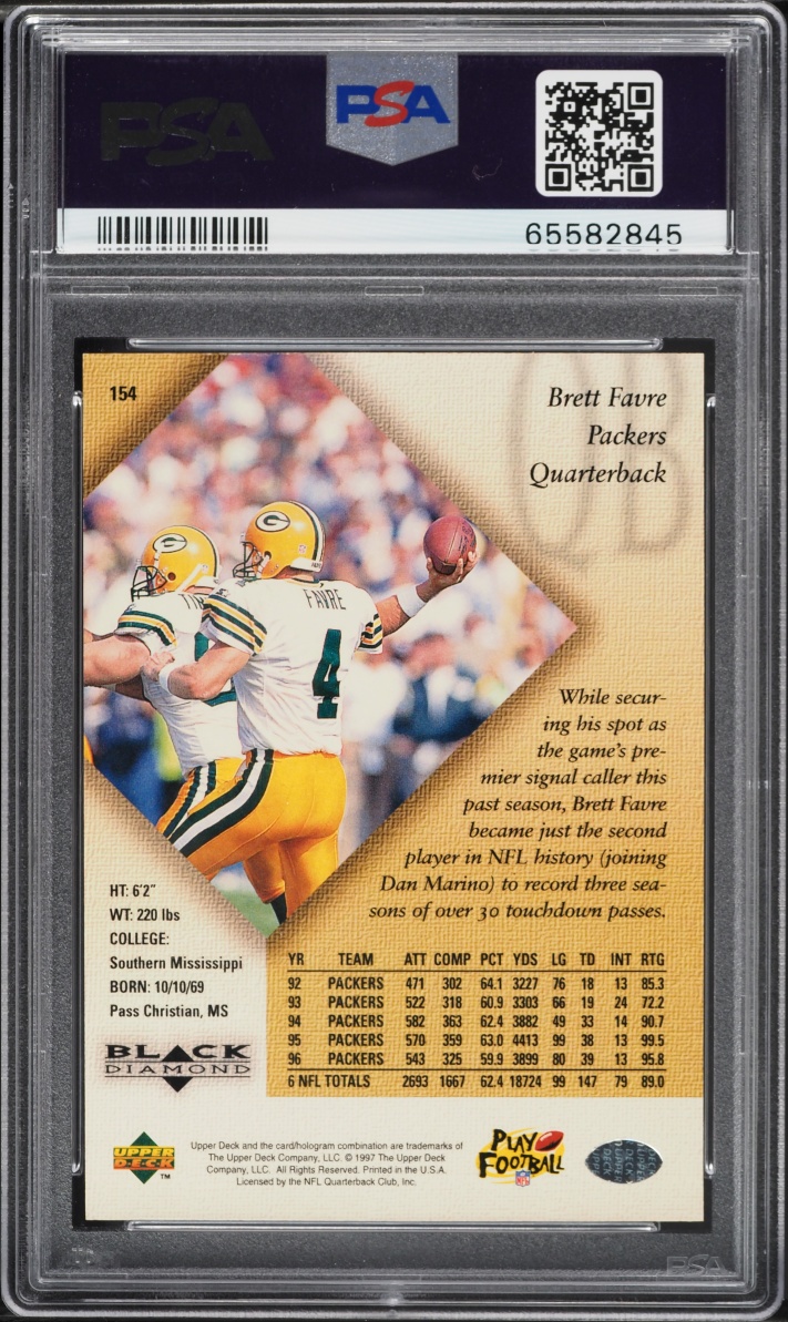 1997 Black Diamond Triple Gold Brett Favre #154 PSA 10 GEM MINT