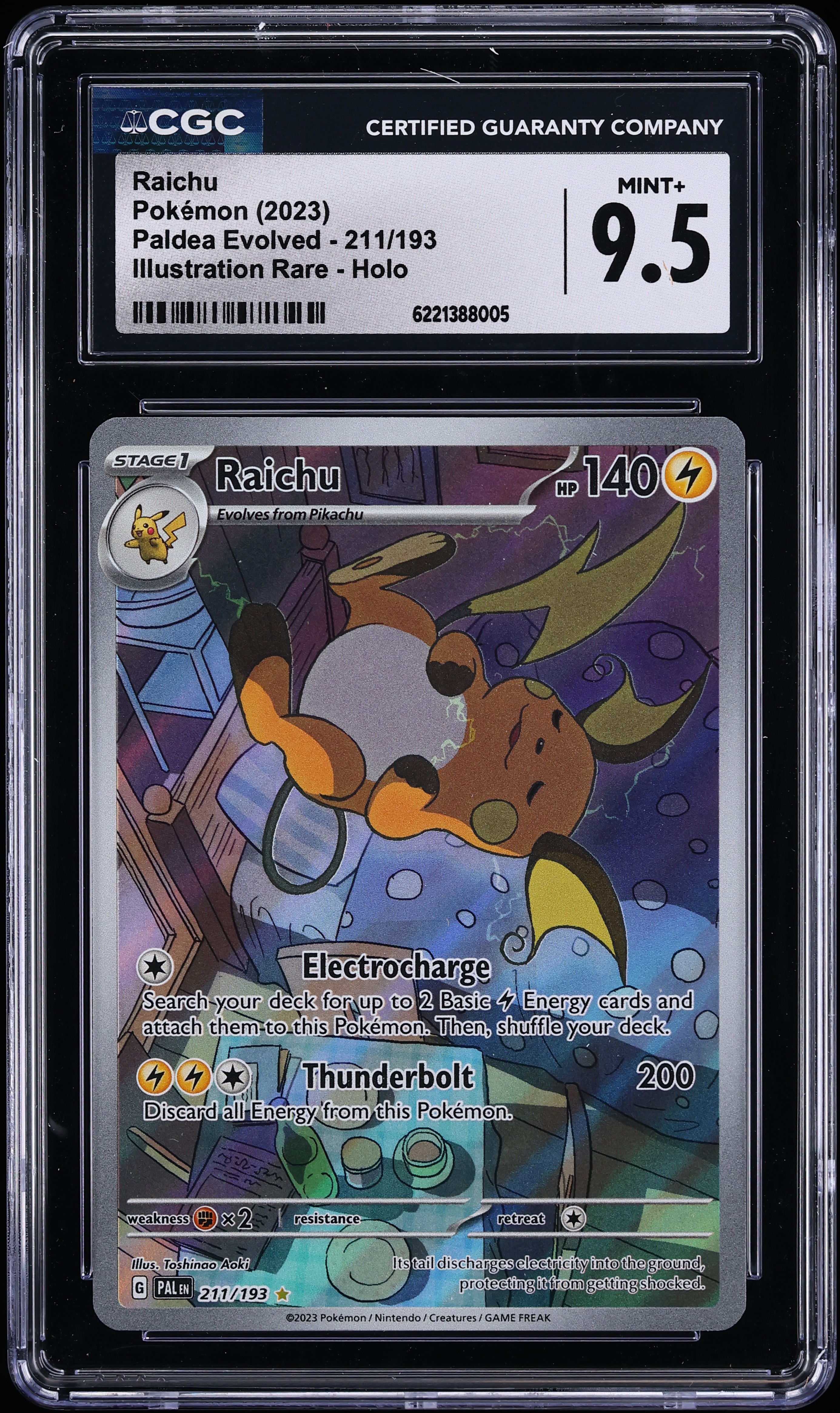 2023 Pokemon Scarlet & Violet Paldea Evolved IR Raichu #211 CGC 9.5 MINT+