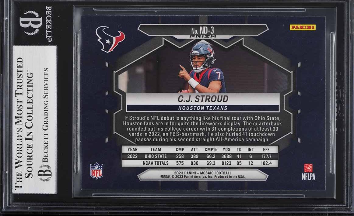 2023 Panini Mosaic Silver CJ Stroud ROOKIE #ND-3 BGS 9 MINT