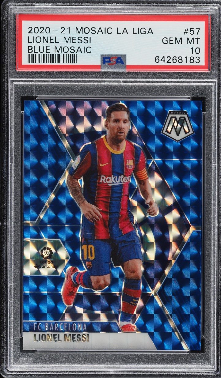 2020-21 Panini Mosaic La Liga Signed Lionel Messi #57 Prizm Barcelona PSA/DNA