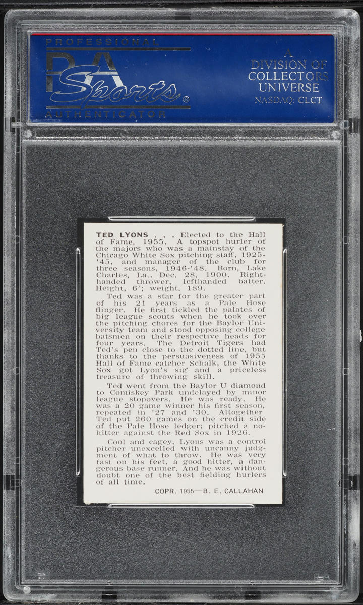1950 Callahan Hall Of Fame Ted Lyons PSA 7 NRMT