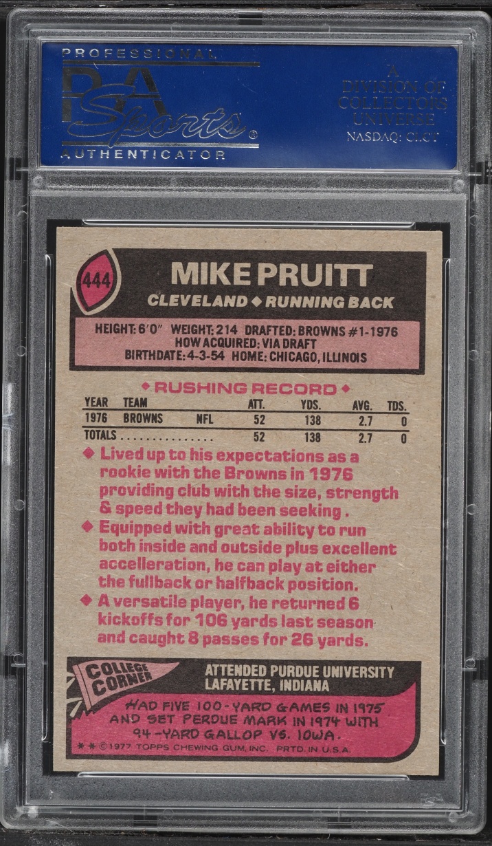 1977 Topps Football Mike Pruitt ROOKIE #444 PSA 8.5 NM-MT+
