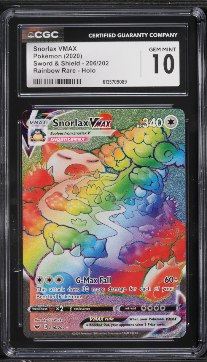 2020 Pokemon Sword & Shield Rainbow Rare Snorlax VMAX #206 CGC 10 GEM MINT