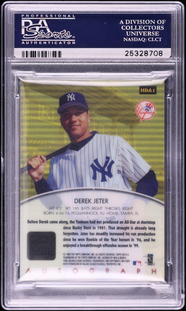2000 Topps HD Derek Jeter AUTO #HDA-1 PSA 10 GEM MINT