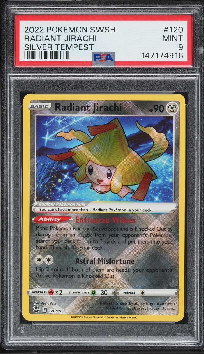 2022 Pokemon Sword & Shield Silver Tempest Holo Radiant Jirachi #120 PSA 9 MINT