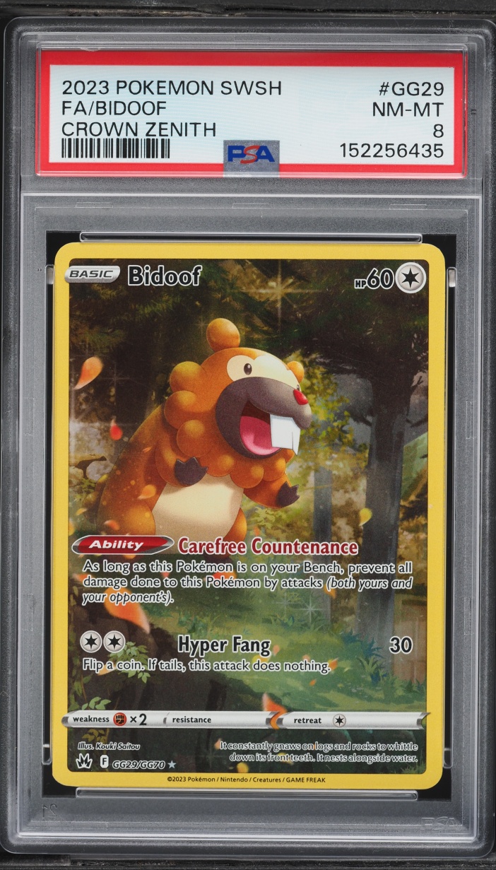 2023 Pokemon Sword & Shield Crown Zenith Alt Art Bidoof #GG29 PSA 8 NM-MT