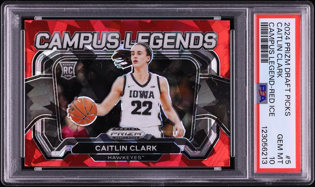 2024 Panini Prizm Draft Picks Campus Legends Red Ice Caitlin Clark ROOKIE #5 PSA 10 GEM MINT