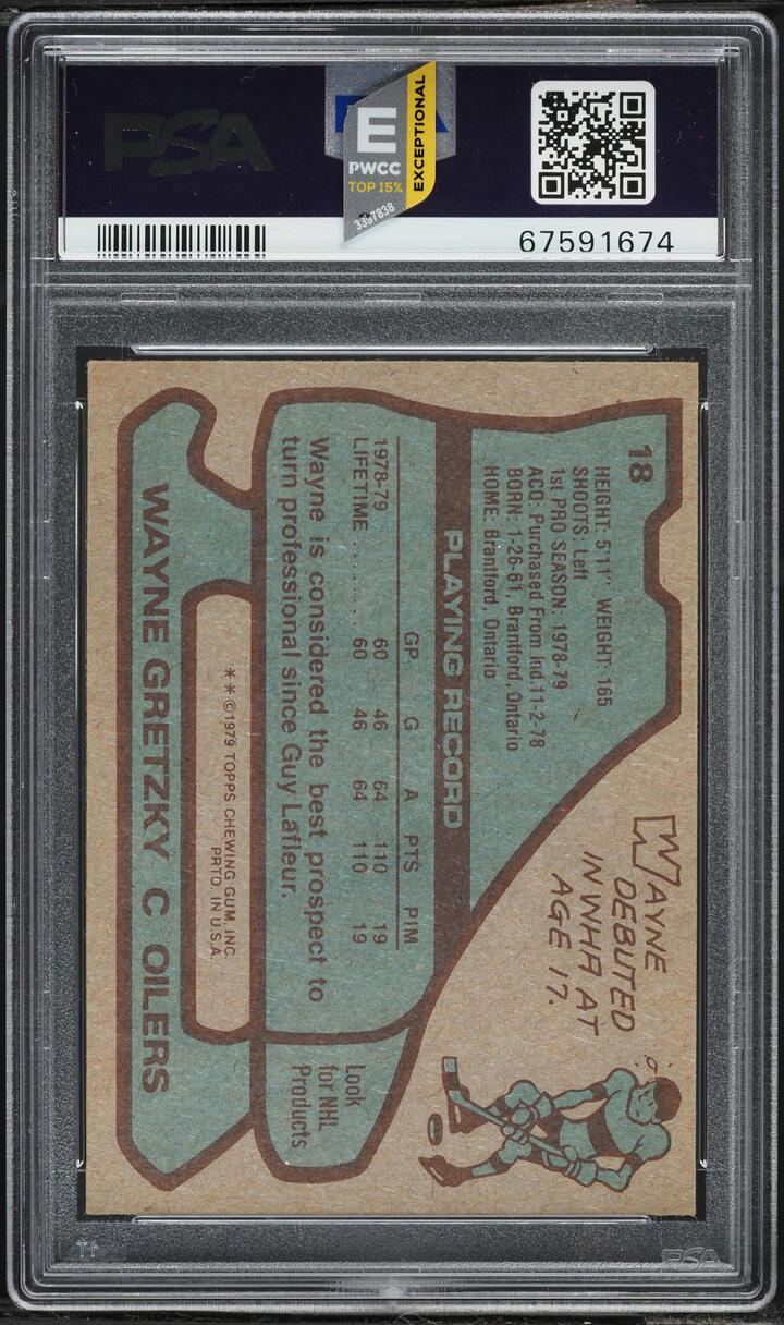 1979 Topps Hockey Wayne Gretzky ROOKIE #18 PSA 5 EX