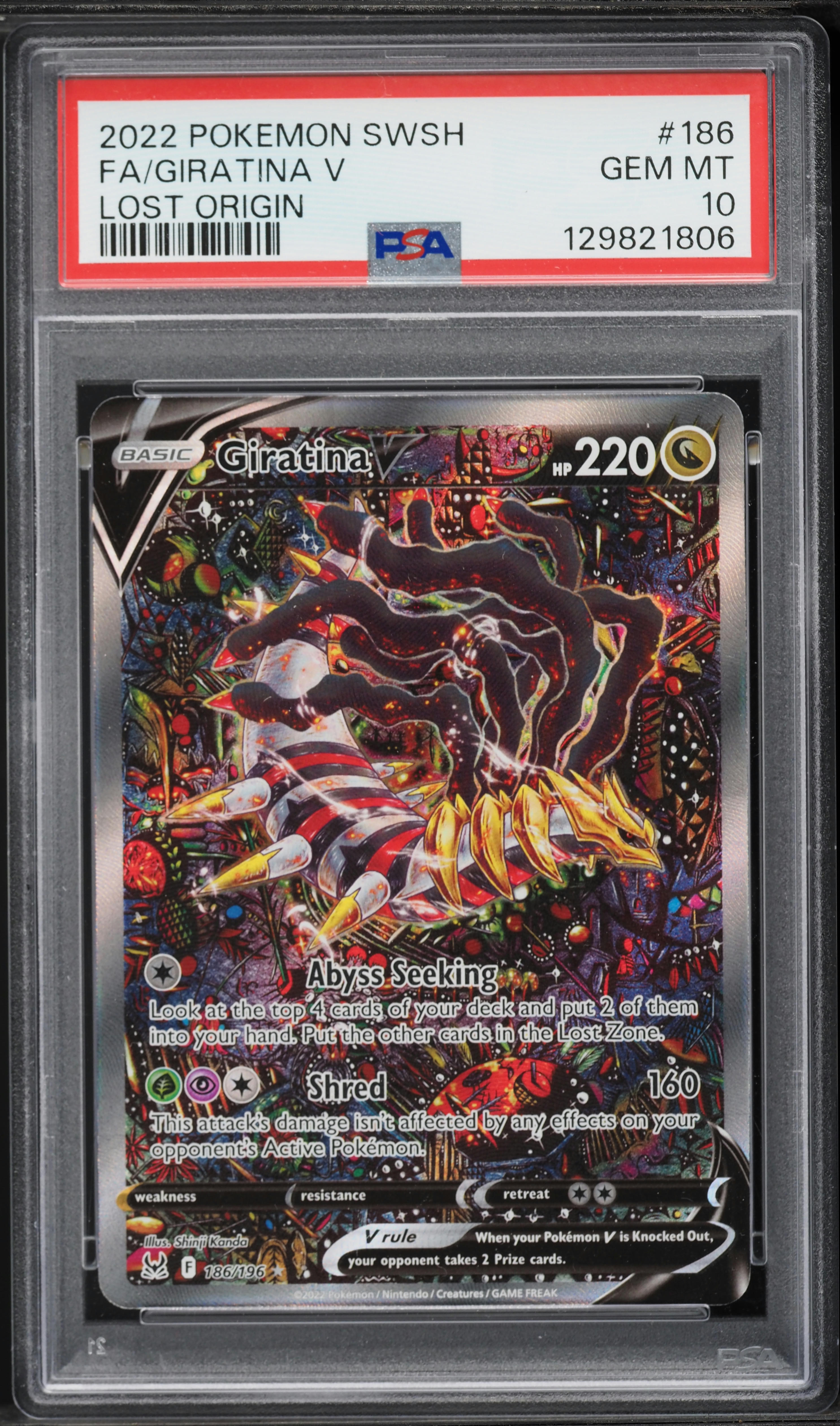 2022 Pokemon Sword & Shield Lost Origin Alt Art Giratina V #186 PSA 10 GEM MINT