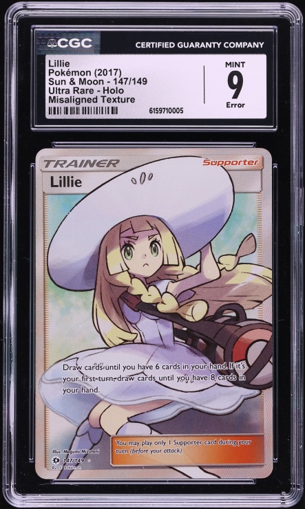 2017 Pokemon Sun & Moon Full Art Error Lillie #147 CGC 9 MINT