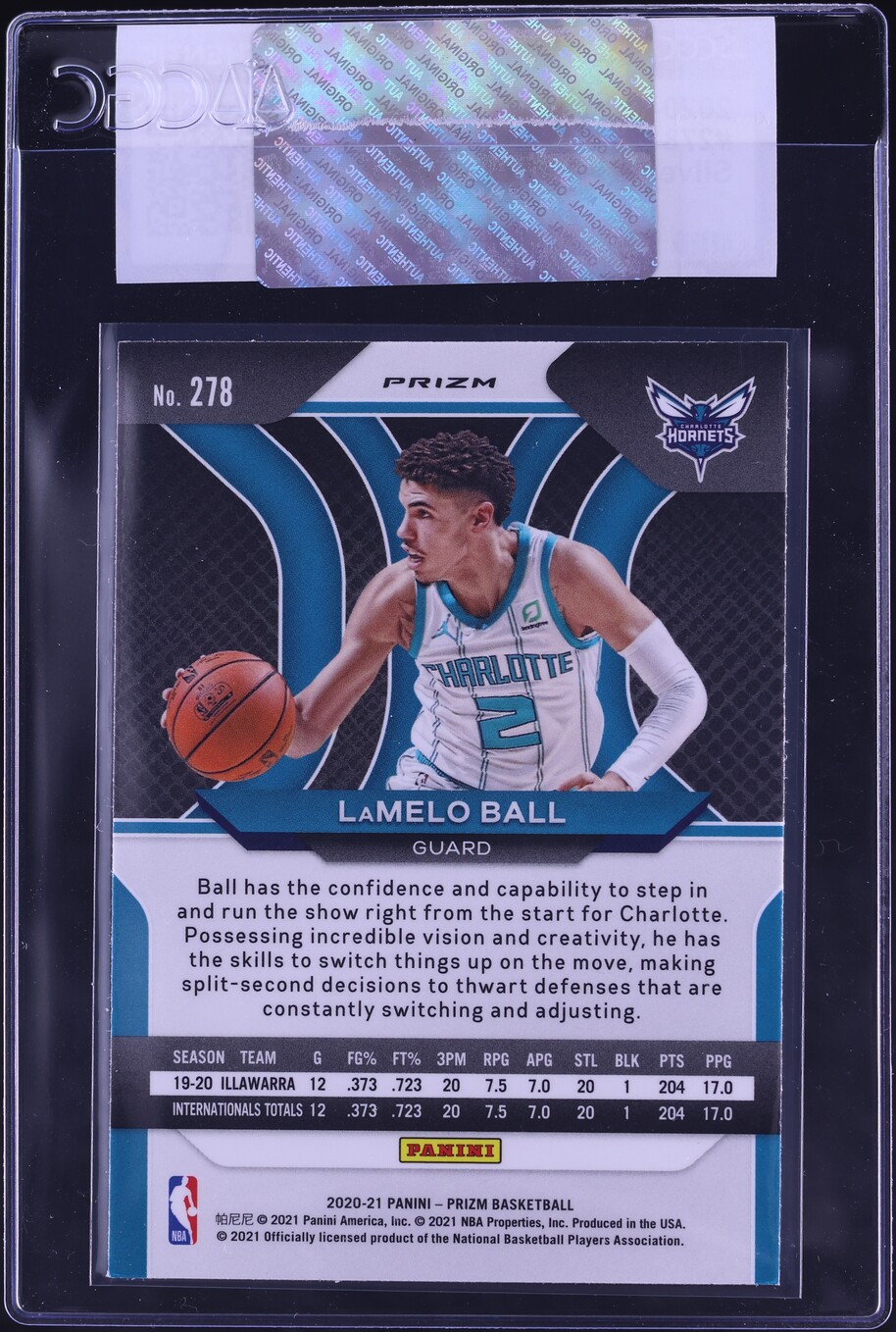 2020 Panini Prizm Silver LaMelo Ball ROOKIE #278 CGC AUTH