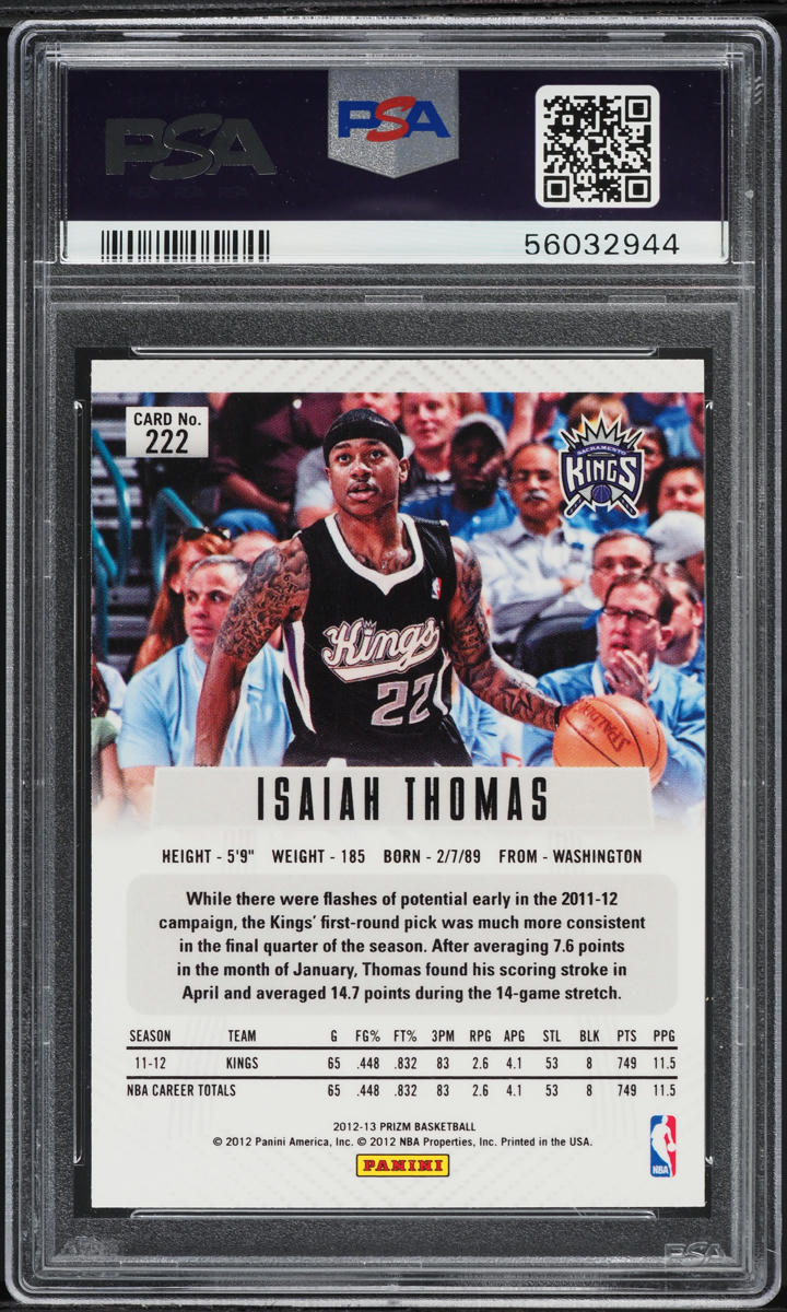 2012 Panini Prizm Isaiah Thomas ROOKIE #222 PSA 10 GEM MINT