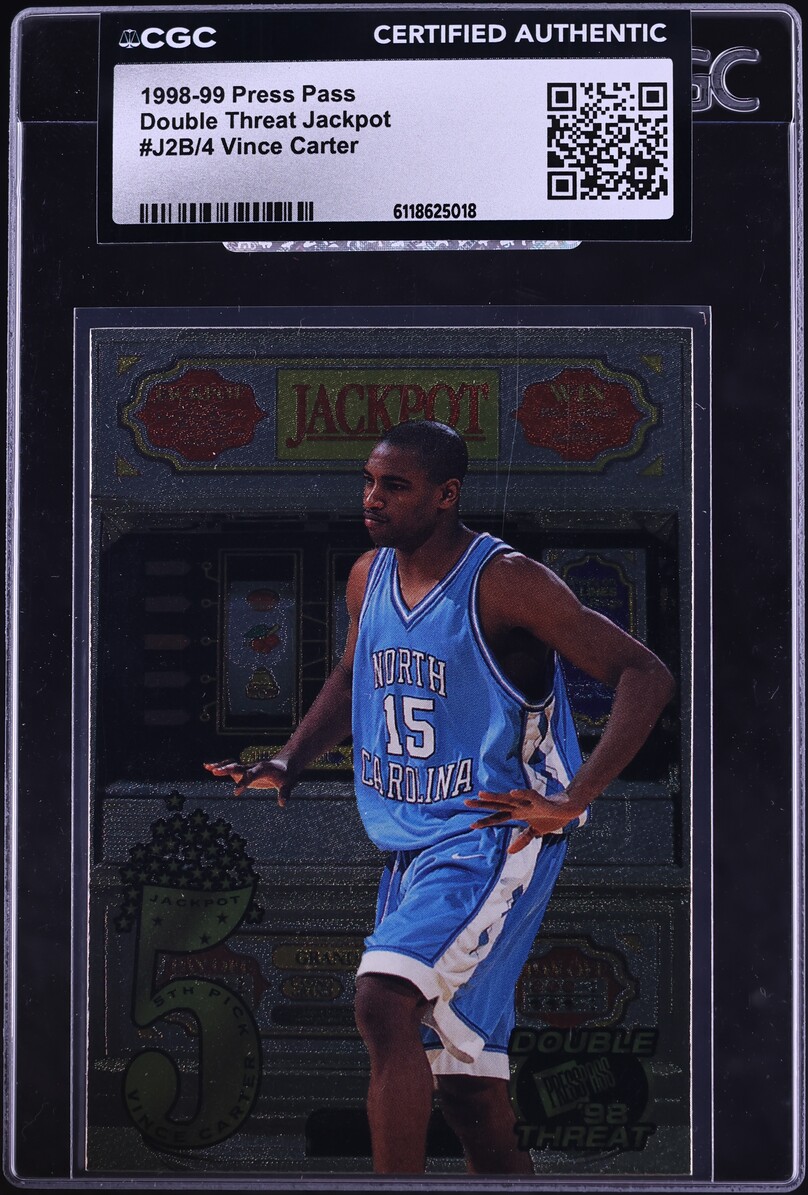 1998 Press Pass Double Threat Jackpot Vince Carter ROOKIE #J2B CGC AUTH
