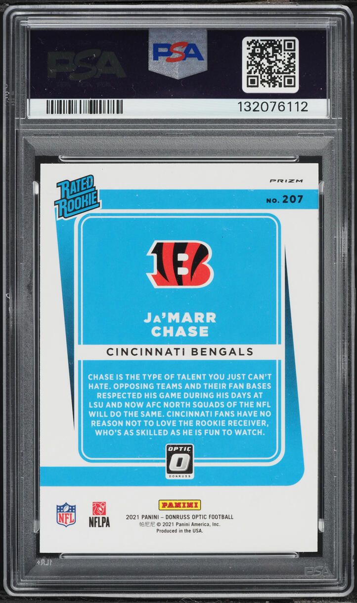2021 Donruss Optic Green Velocity Ja'Marr Chase ROOKIE #207 PSA 8 NM-MT