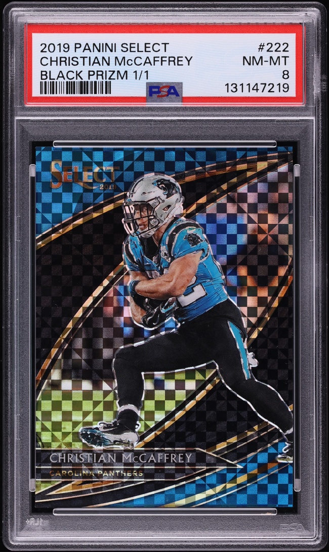 2019 Select Field Level Black Prizm Christian McCaffrey 1/1 #222 PSA 8 NM-MT - Photo 1