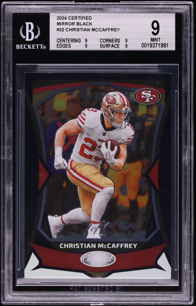2024 Panini Certified Mirror Black Christian McCaffrey 1/1 #22 BGS 9 MINT - Photo 1