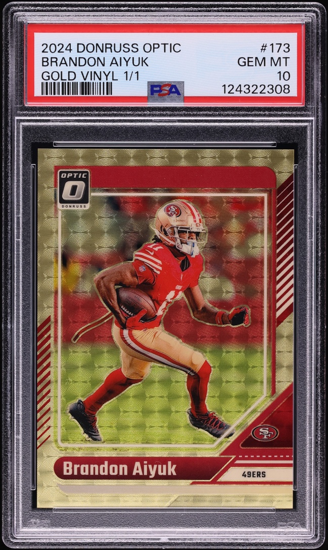 2024 Donruss Optic Gold Vinyl Prizm Brandon Aiyuk 1/1 #173 PSA 10 GEM MINT - Photo 1