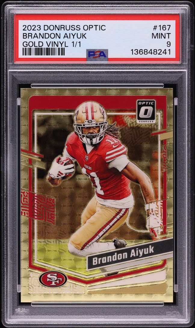 2023 Donruss Optic Gold Vinyl Prizm Brandon Aiyuk 1/1 #167 PSA 9 MINT - Photo 1