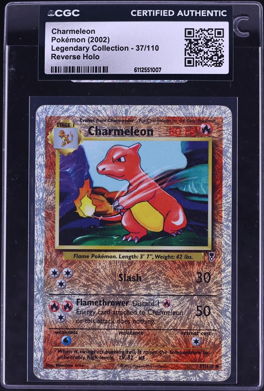 2002 Pokemon Legendary Collection Reverse Holo Charmeleon #37 CGC AUTH