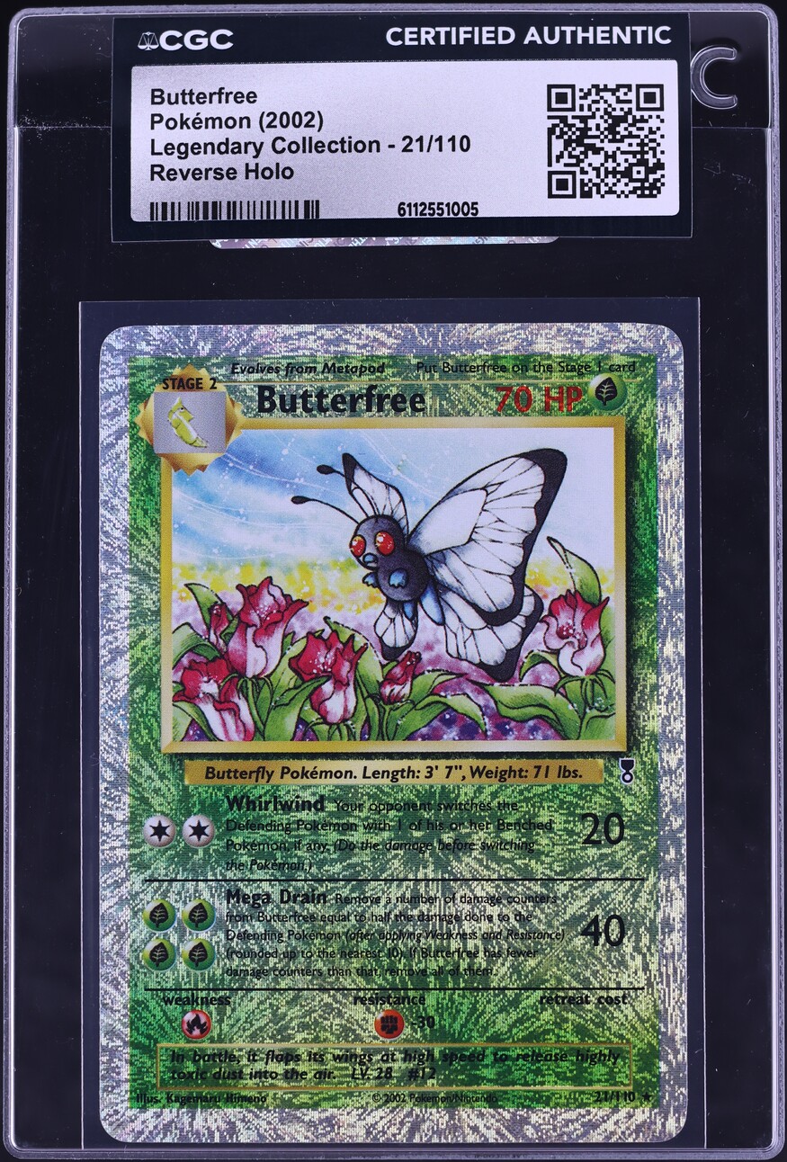 2002 Pokemon Legendary Collection Reverse Holo Butterfree #21 CGC AUTH
