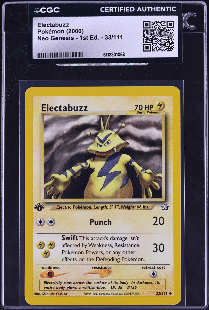2000 Pokemon Neo Genesis 1st Edition Electabuzz #33 CGC AUTH