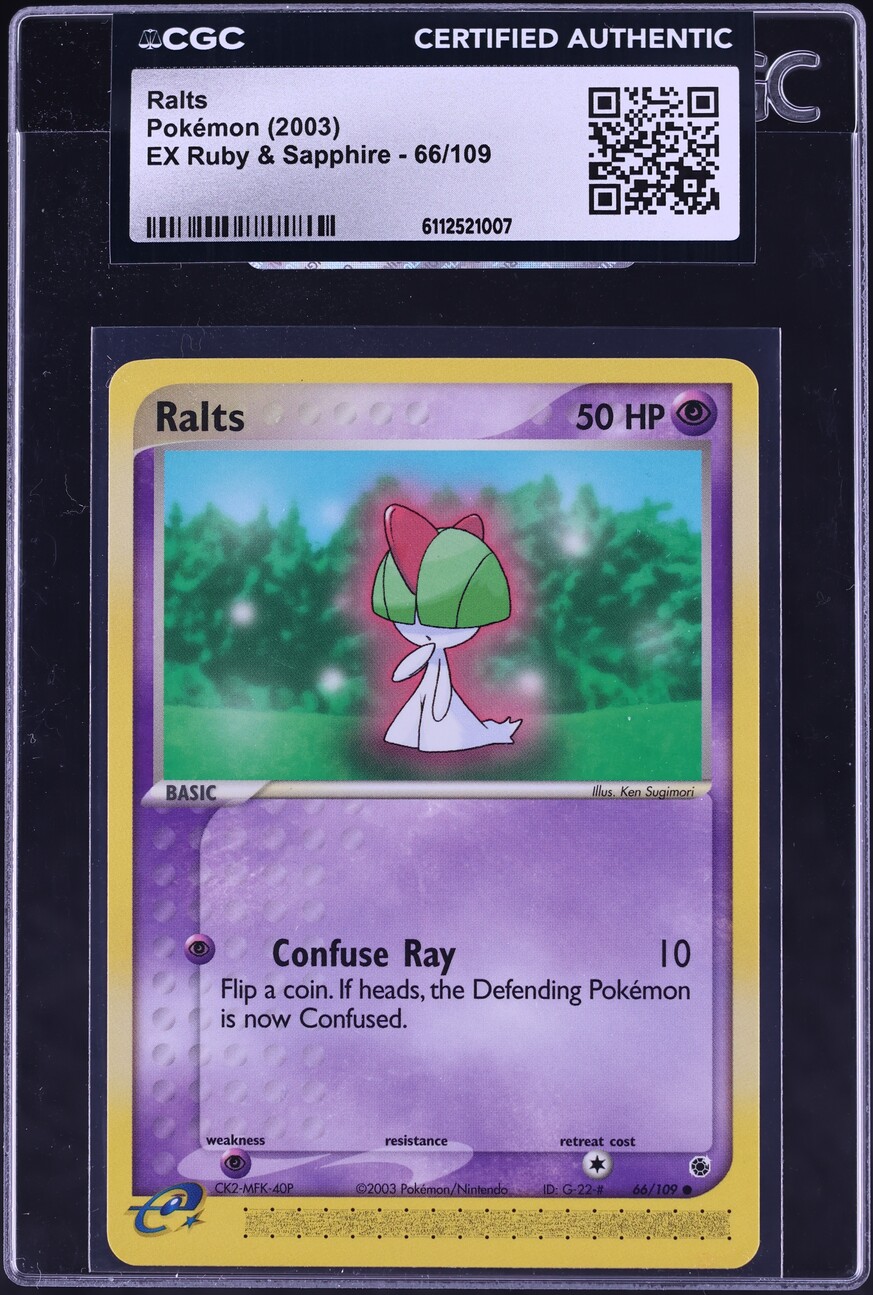 2003 Pokemon EX Ruby & Sapphire Ralts #66 CGC AUTH