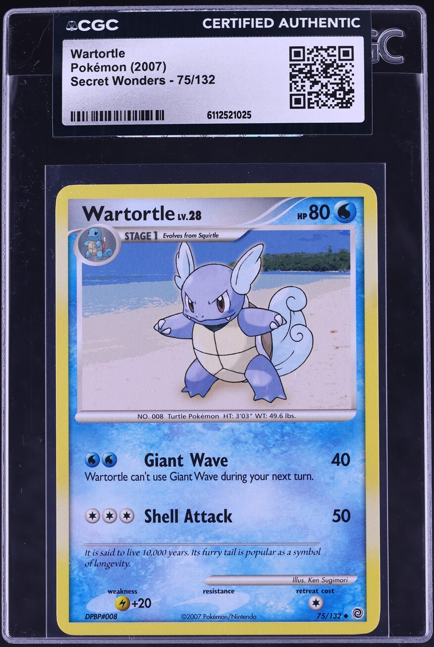 2007 Pokemon Diamond & Pearl Secret Wonders Wartortle #75 CGC AUTH