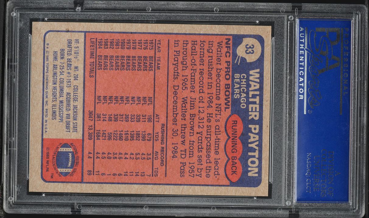 1985 Topps Football Walter Payton ALL-PRO #33 PSA 8 NM-MT