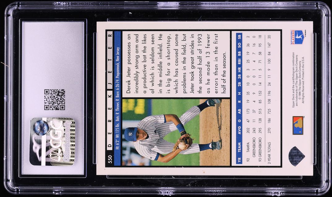 1994 Upper Deck Electric Diamond Derek Jeter ROOKIE #550 CGC 8.5 NM-MT+