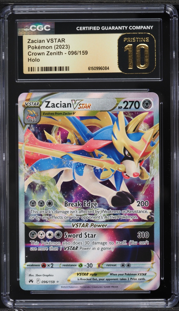 2023 Pokemon Sword & Shield Crown Zenith Holo Zacian VSTAR #96 CGC 10 PRISTINE